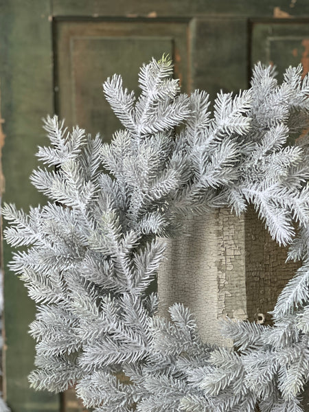 24" Snowy Sitka Spruce Wreath