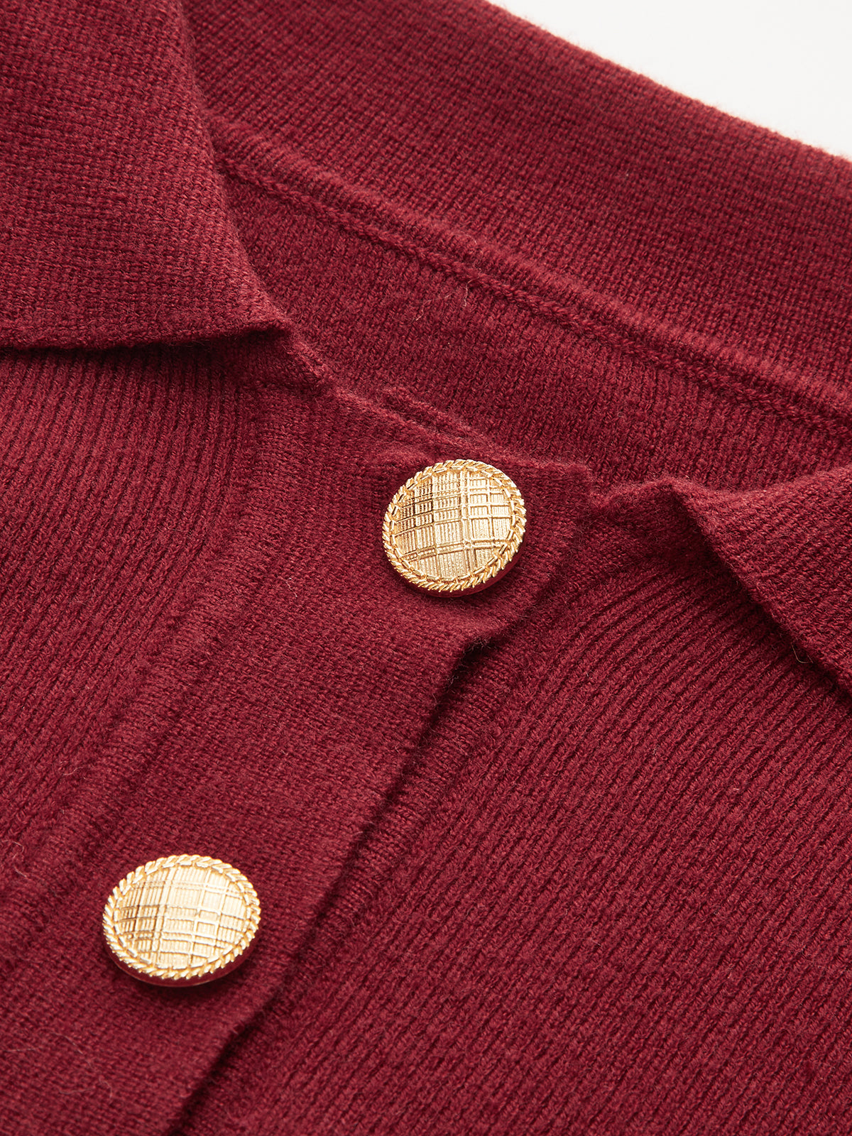 Polo Collar Buttoned Knit Sweater
