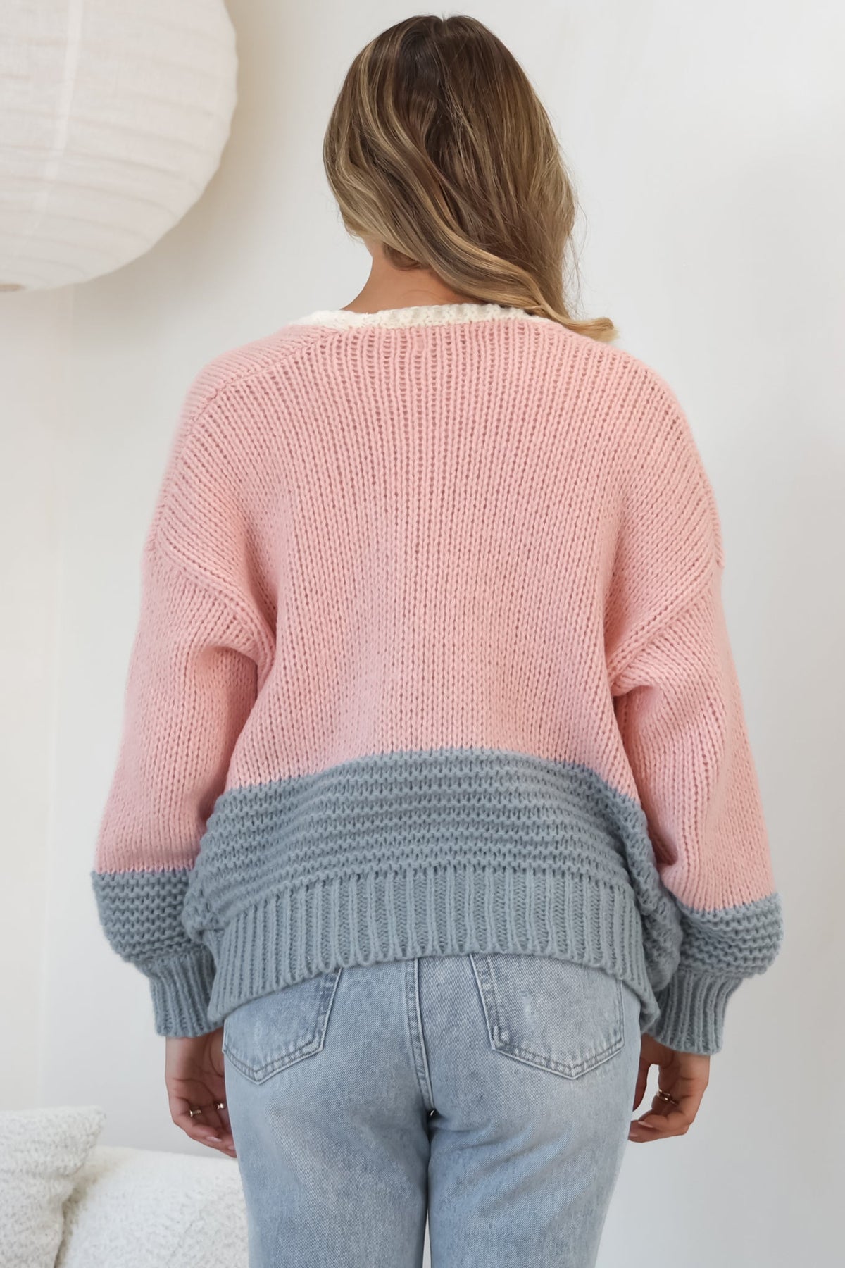Rosie Cardigan - Cropped Colour Block Cardigan in Fairy Floss