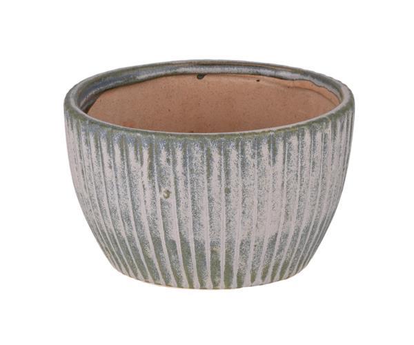Blue Hue Ribbed Stoneware Planter