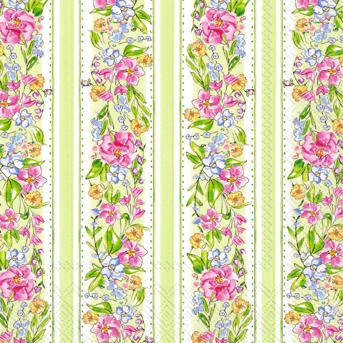 Boston International - Paper Lunch Napkins 20 Ct Floral Garden Stripe Rosanne Beck
