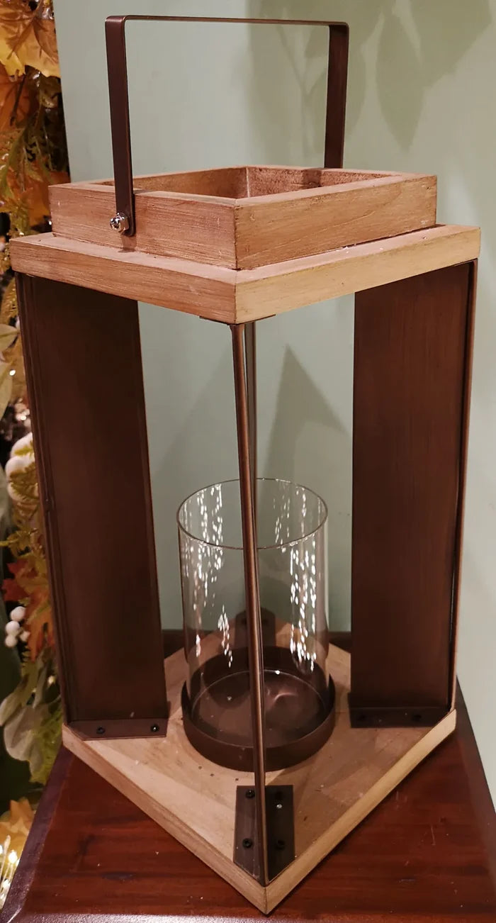 Bronze & Wood Rustic Lantern