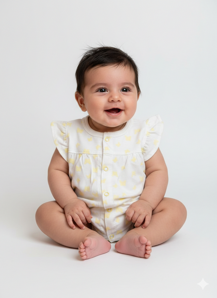 Butterfly - Hlaf Sleeve- Summer Romper off white