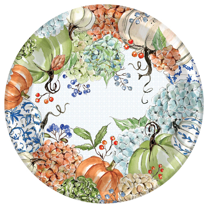 Fall Hydrangea 10.25-Inch Round Paper Plates Set of 8