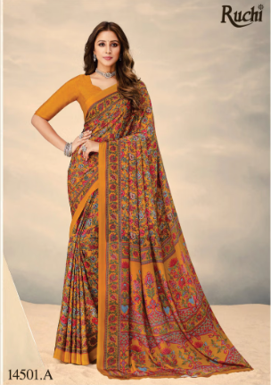 Saree Sari Luxury Premium American Crape Georgette Design - 14501.A