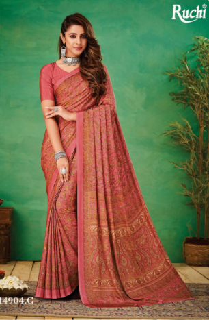 Saree Sari Luxury Premium American Crape Georgette Design - 14904.C