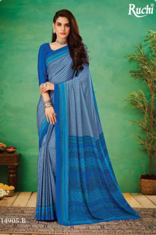 Saree Sari Luxury Premium American Crape Georgette Design - 14905.B