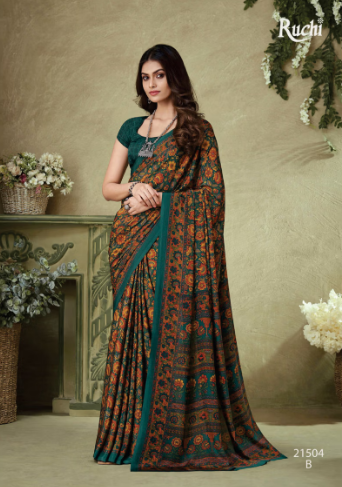 Saree Sari Luxury Premium American Crape Georgette Design - 21504B