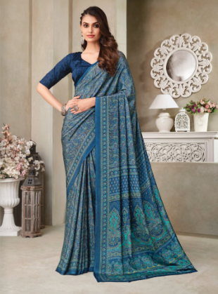 Saree Sari Luxury Premium American Crape Georgette Design - 21701*B
