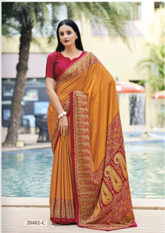 Saree Sari Luxury Premium American Crape Georgette Design - 28402-C