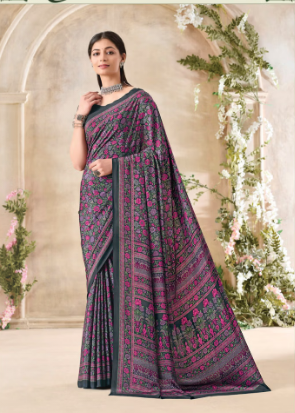 Saree Sari Luxury Premium American Crape Georgette Design - 34201 D