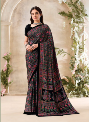 Saree Sari Luxury Premium American Crape Georgette Design - 34202 A