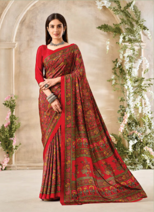 Saree Sari Luxury Premium American Crape Georgette Design - 34202 C