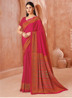 Saree Sari Luxury Premium American Crape Georgette Design - 39003-C