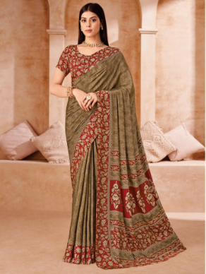 Saree Sari Luxury Premium American Crape Georgette Design - 41001-D