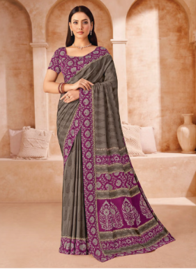 Saree Sari Luxury Premium American Crape Georgette Design - 41002-A