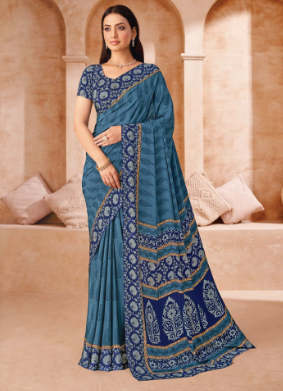 Saree Sari Luxury Premium American Crape Georgette Design - 41002-C