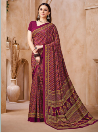 Saree Sari Luxury Premium American Crape Georgette Design - 42403-B