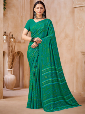Saree Sari Luxury Premium American Crape Georgette Design - 42404-B