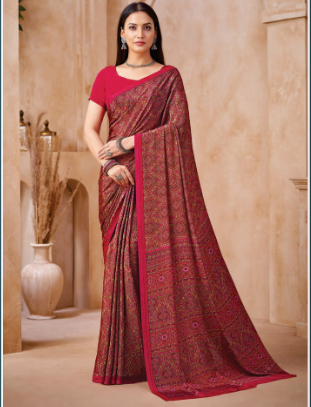 Saree Sari Luxury Premium American Crape Georgette Design - 42405-B