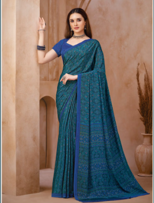 Saree Sari Luxury Premium American Crape Georgette Design - 42405-C