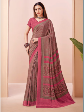 Saree Sari Luxury Premium American Crape Georgette Design - 42501-A