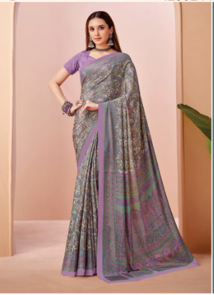 Saree Sari Luxury Premium American Crape Georgette Design - 42502-A