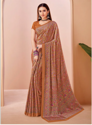 Saree Sari Luxury Premium American Crape Georgette Design - 42503-A