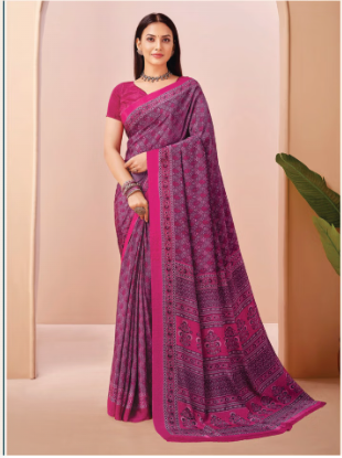 Saree Sari Luxury Premium American Crape Georgette Design - 42504-B
