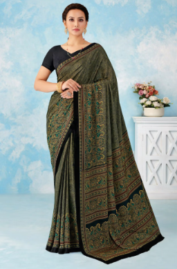 Saree Sari Luxury Premium American Crape Georgette Design - 43102-B