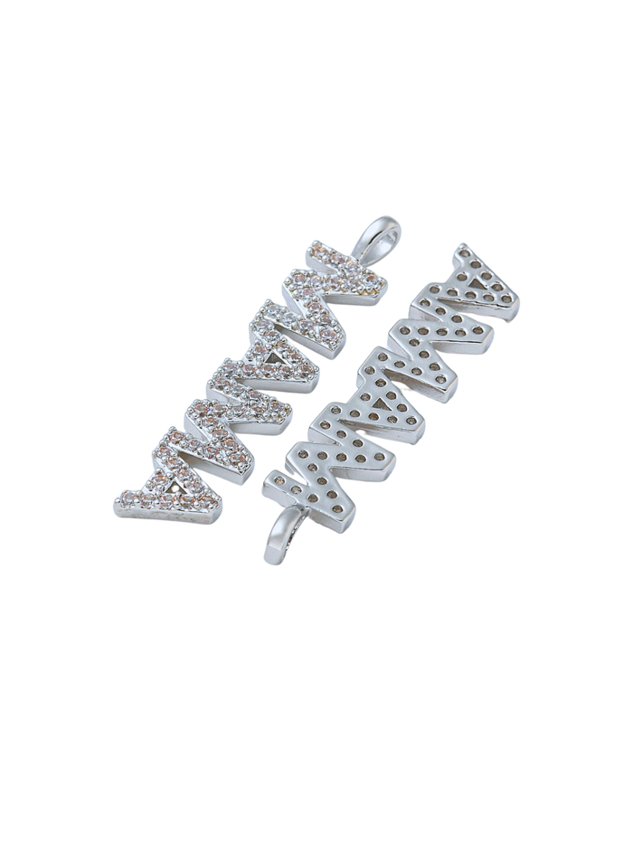 Silver Pave "MAMA" Bar Charm