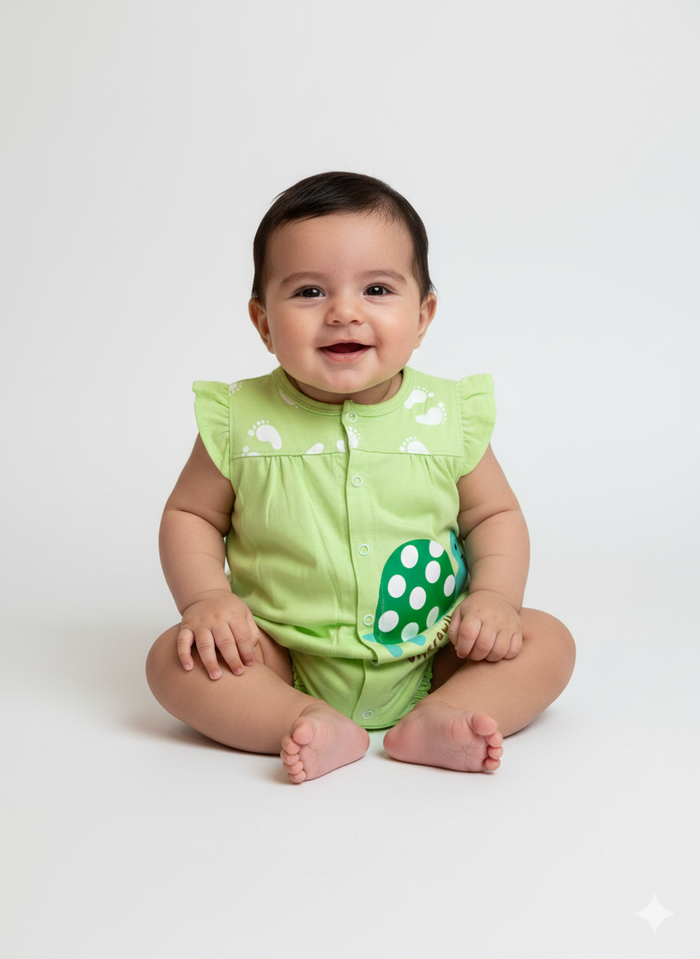 Turtle - Hlaf Sleeve- Summer Romper Green