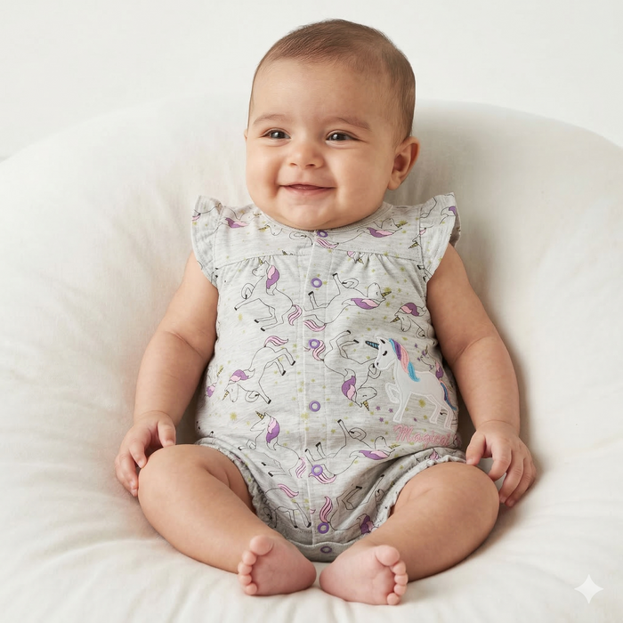 Unicorn - Half Sleeve- Summer Romper Gray