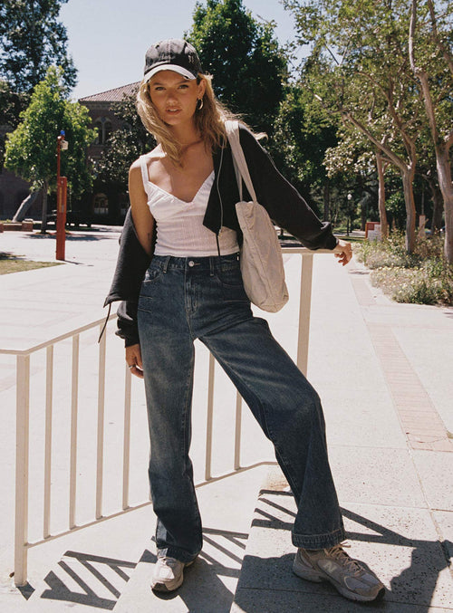 Betley High Rise Wide Leg Jeans Vintage Wash Denim