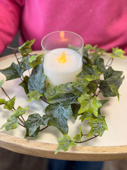10" Frosted Green Ivy Candle Ring