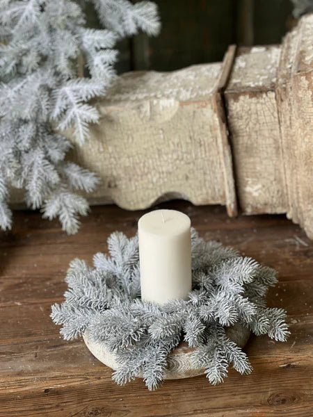 12” Snowy Sitka Candle Ring