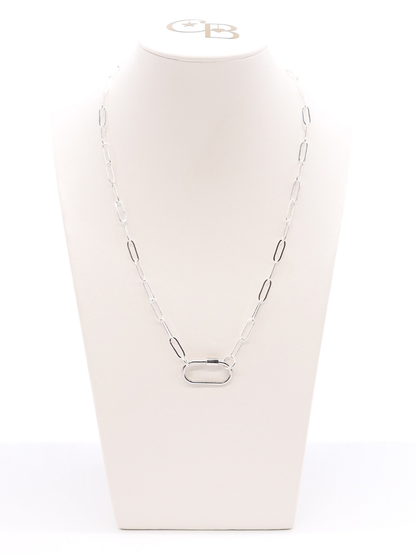 16" Silver Ashley Necklace with Carabiner