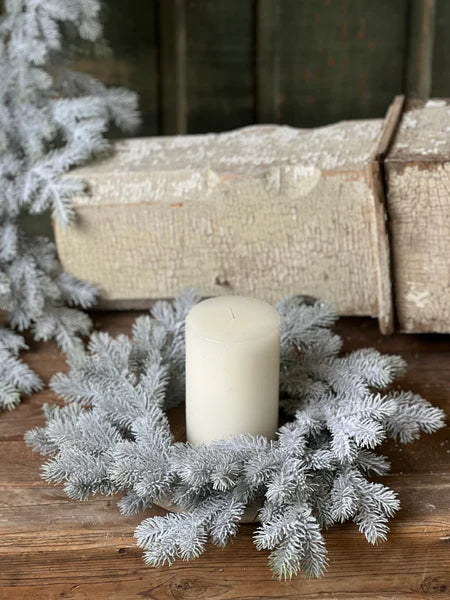16” Snowy Sitka Candle Ring