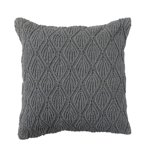 18" Square Woven Cotton Pillow w/ Diamond Pattern, Polyester Fill