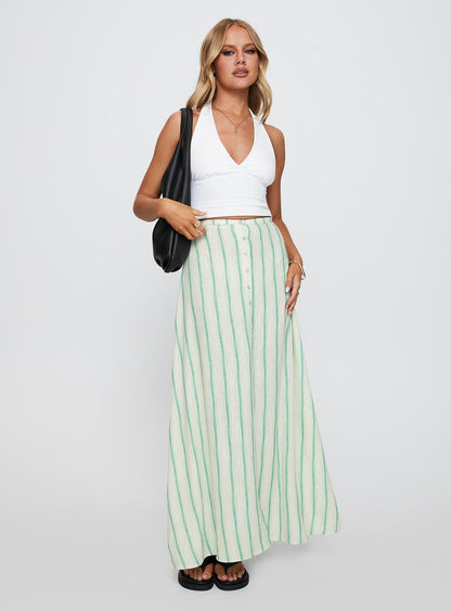 Bess Maxi Skirt Green Stripe