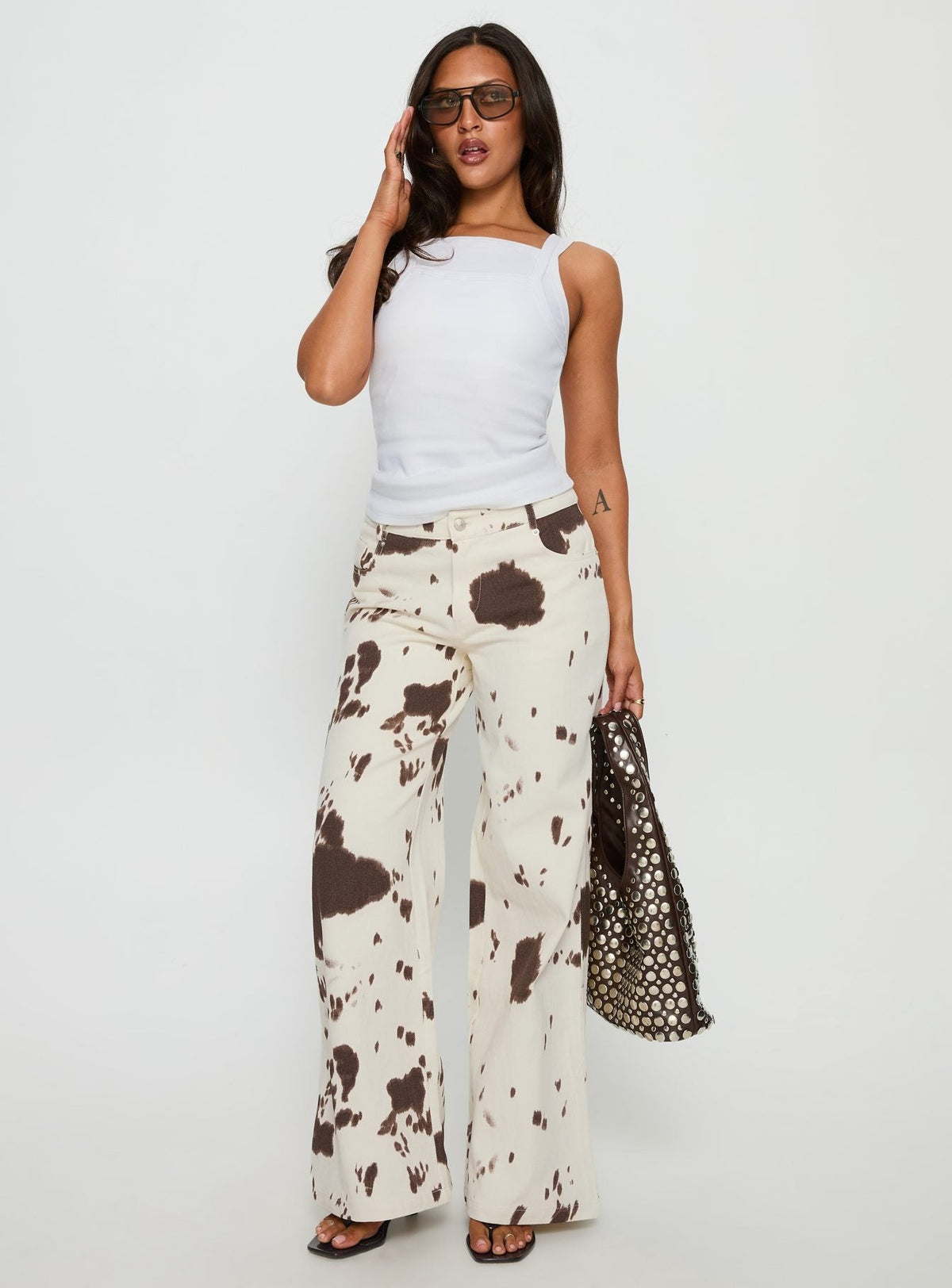 Big Dreamer Low Rise Straight Leg Jeans Cow Print