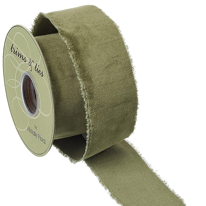2" Unwired Green Velvet Ribbon Bolt