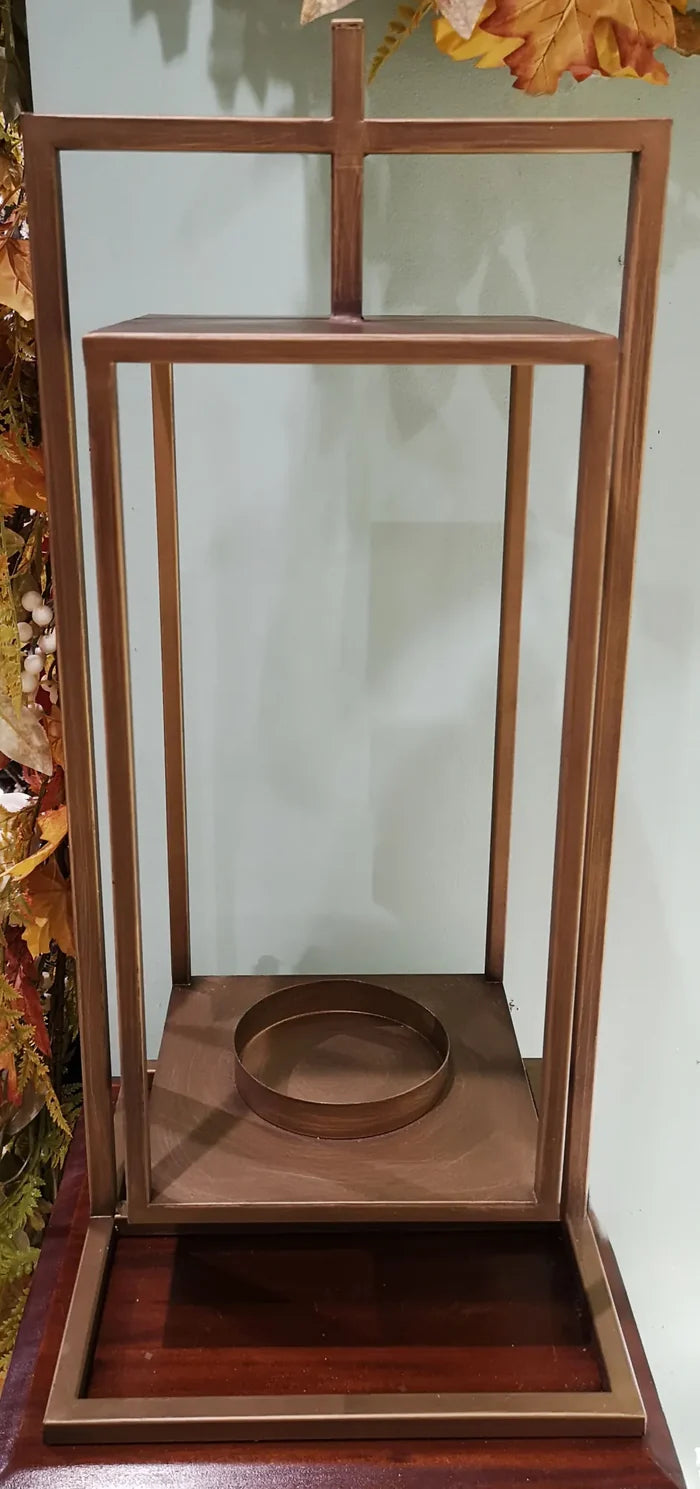 21" Deep Gold Rustic Metal Lantern