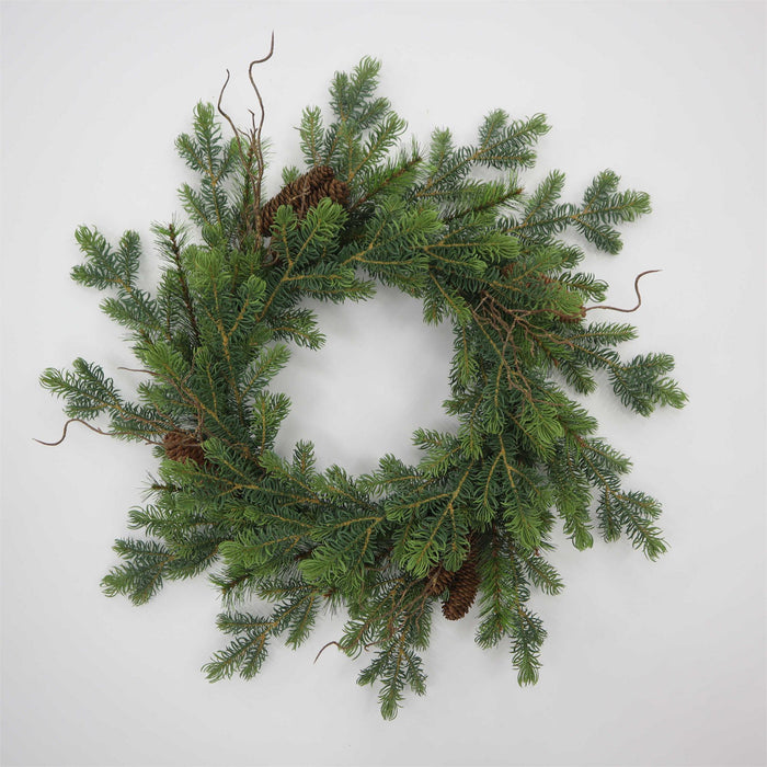 24" Wish Noble Fir & Pinecone Wreath