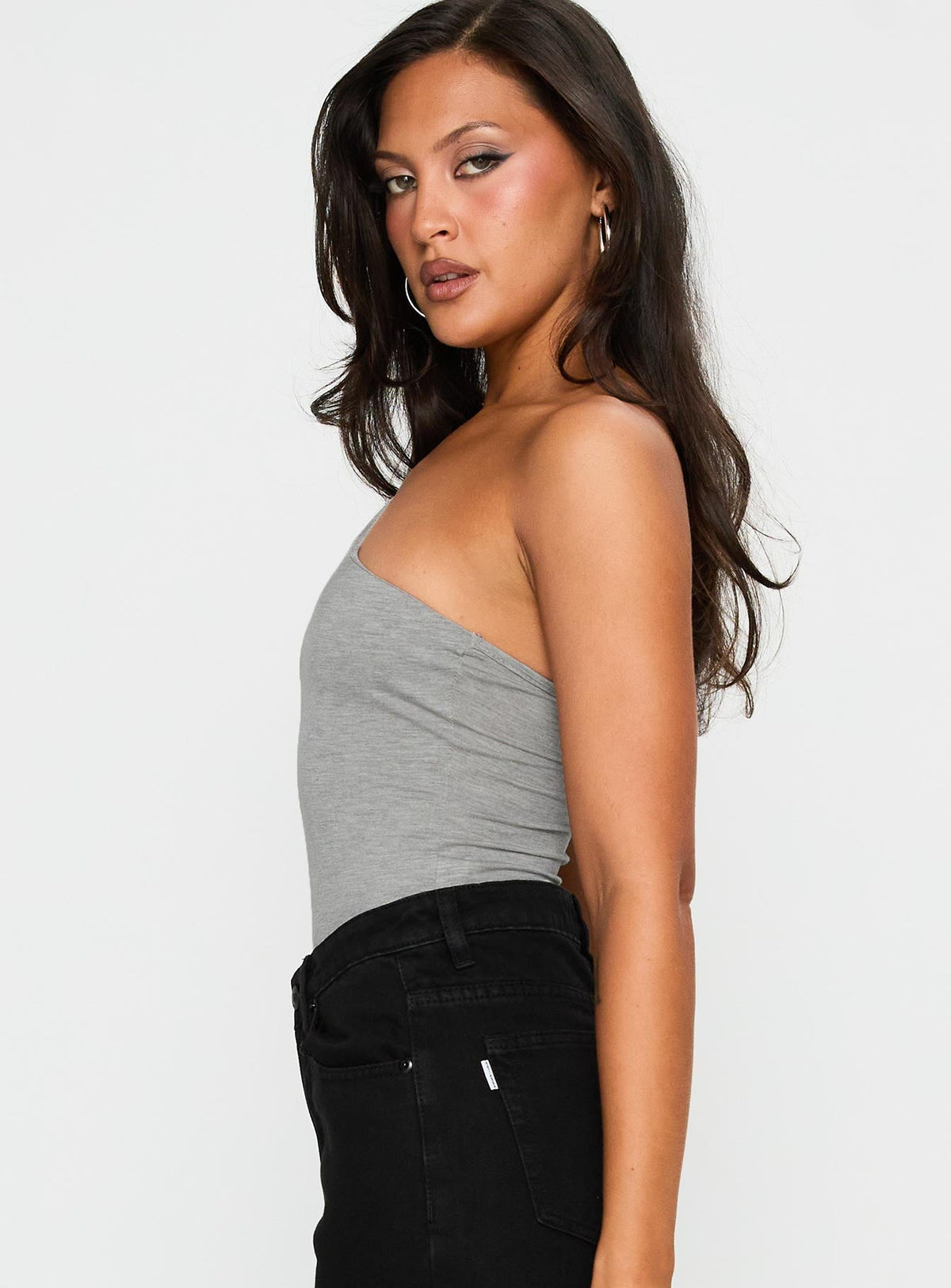 Armageddon One Shoulder Bodysuit Grey