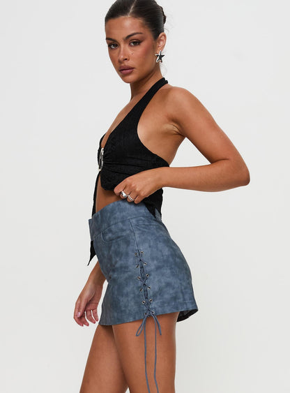 Ceejay Faux Leather Mini Skirt Slate