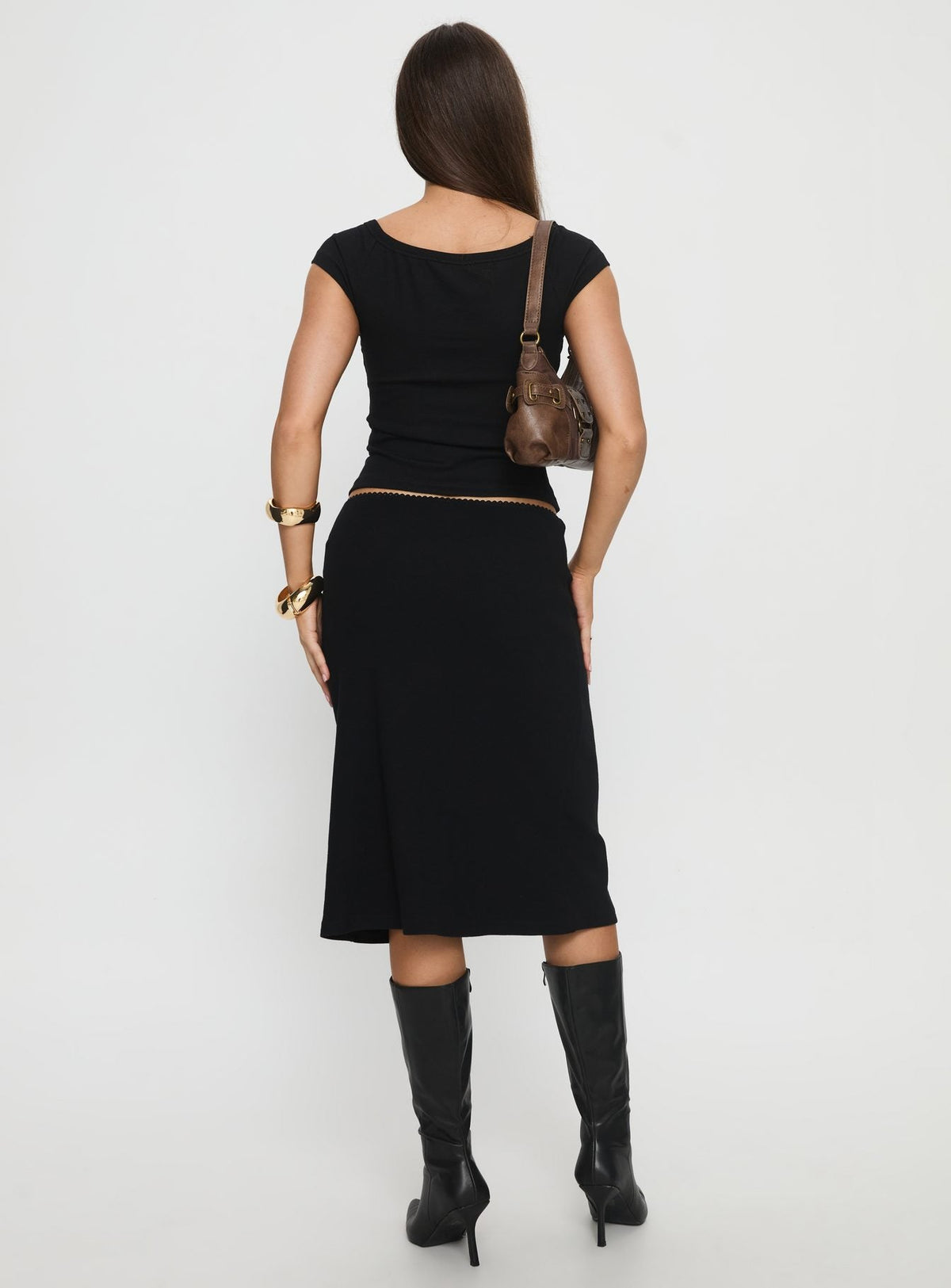 Baseline Rib Midi Skirt Black
