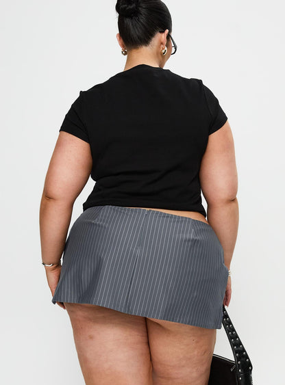 Can't Sleep Skort Charcoal Stripe Curve