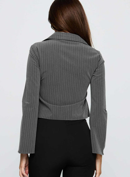 Around The Corner Long Sleeve Top Grey