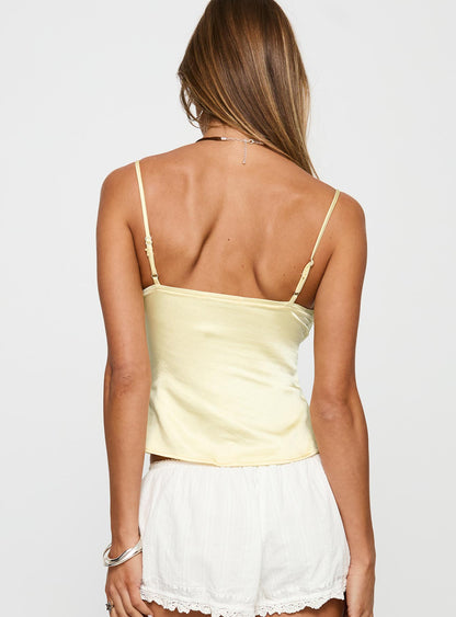 Aruba Satin Embroidered Cami Lemon